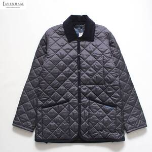 未使用【 LAVENHAM ラベンハム 】SHIPS別注 KEDINGTON 中綿キルティング ジャケット 34/XS 紺 LVH-20-BP 定価\35,000 襟コーデュロイ COAT