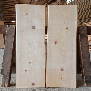 C-1817 　国産ひのき　耳付節板　2枚セット　テーブル　棚板　看板　一枚板　無垢材　桧　檜　DIY