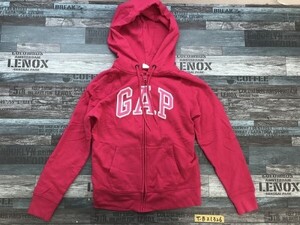 GAP ギャップ レディース ビッグロゴワッペン 裏起毛 ジップパーカー 小さいサイズ XS ピンク