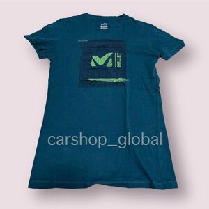 ミレー MILLET M RISE UP TS MIV7774 英字ロゴプリント クルーネックTシャツ 半袖 スポーツ アウトドアウェア S グリーンブルー系