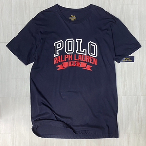 USA正規品 【S】 POLO ポロ RALPH LAUREN ラルフローレン Arch 半袖 クルーネック Ｔシャツ クラシックフィット 綿100% 紺 (RL4)