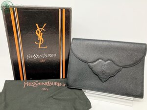 BA0600369　▲ YSL YVES SAINT LAURENT イヴサンローラン クラッチバッグ BLACK ブラック 黒 レディース レザー 革 箱付き USED 中古品