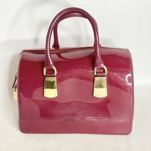 FURLA　フルラ　キャンディバッグ　ショッキングピンク　CANDY BAG　レディース　ハンドバッグ　エナメル　クリア　バッグ　ピンク