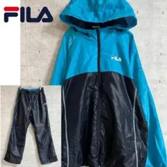 【美品】FILA シャカシャカ　上下セット 青×ネイビー　スポーツ　トレーニング