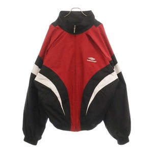 バレンシアガ 24SS Track Jacket オフショルダートラックジャケット ブルゾン ブラック/レッド 790756 TPQ38