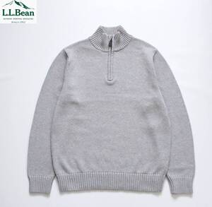 【 L.L.Bean エルエルビーン 】コットンニット クォータージップ セーター Sサイズ ハーフジップ 258291 グレー アメカジ 無地