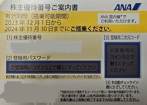 【番号通知のため送料不要】ANA　全日空　株主優待券　2024年11月30日まで　1枚　全日本空輸