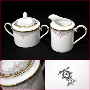 【Noritake/ノリタケ】BLOSSOM・MIST『ブロッサムミスト・シュガーポット＆クリーマー』《良好》日本/SRI LANKA/高級/花柄/3787/BVT3444