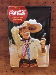 コカコーラ カウボーイ CocaCola エンボス ブリキ 看板 ドイツ製