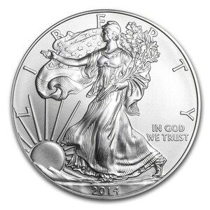 [保証書・カプセル付き] 2014年 (新品) アメリカ「イーグル・ウオーキング リバティ」純銀 1オンス 銀貨