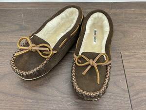 12Kd6 未使用 MINNETONKA ミネトンカ モカシンシューズ サイズ1 チョコレートカラー フラットシューズ ガール girl 子供 キッズ 靴