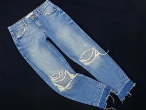 Bershka ベルシュカ ダメージ加工 デニムパンツ size32/水色 ■■ ☆ djb9 レディース