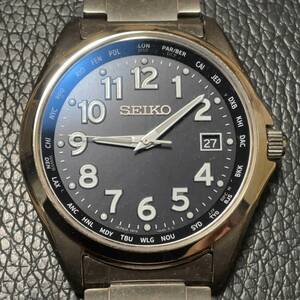 送料無料 SEIKO SELECTION セイコー セレクション SBTM329 電波ソーラー 腕時計 チタン サファイアガラス ブラック 黒 アラビア数字 時計