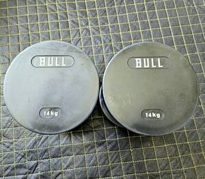 BULL ダンベル 14KG 2個セット BL-TD14　[1ペア 28キロ ブル ラバー プレート TPU IVANKO イヴァンコ トレーニング 筋トレ バーベル]