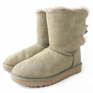 美品△UGG australia アグ 1016225 BAILEY BOW 2 ベイリー ボウ 2 レディース バックリボン付 ムートンブーツ ベージュ系 8 箱付き◎