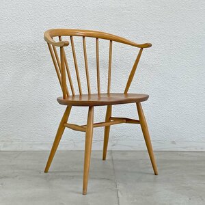 〓 アーコール Ercol スモーカーズチェア カウホーンチェア ダイニングチェア ビーチ×エルム材 英国 ビンテージ 希少