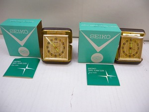 HK3145★昭和レトロ SEIKO トリップメイト 旅行用目覚まし時計 AB-218 2個セット ※経年劣化/動作未チェック 現状渡し【ジャンク】