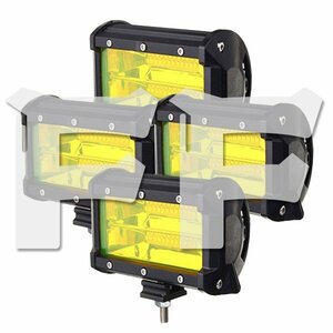 LED ワークライト 72W 5インチ 作業灯 補助灯 投光器 イエロー 6600LM 12V/24V 建設機械 SUV トラック ランクル SM72W 4個 新品