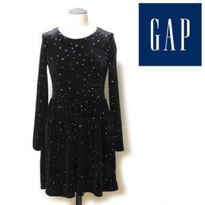 ■GAP■ギャップ キラキラホログラム星柄ワンピース キッズXLサイズ ブラック■