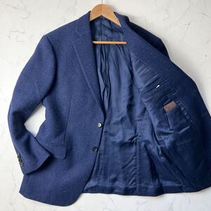 C2〈ハリスツイード生地〉Le Chic【洗練されたお洒落】テーラードジャケット ウール ネイビー BB5 L Harris Tweed ルシック