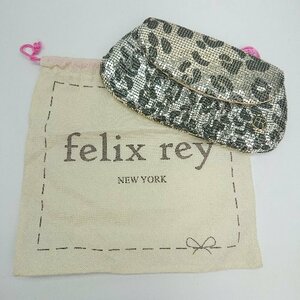 ◇ ◎ felix rey ヒョウ柄 コンパクトサイズ キラキラ パーティー向け クラッチバッグ ゴールド レディース E