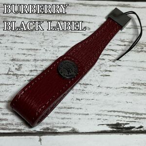 バーバリー　ブラックレーベル　ストラップ　BURBERRY BLACK LABEL レザー　ホースロゴ　ブラウン　本革　三陽商会　携帯　キーホルダー