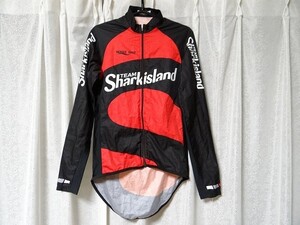 希少 日本製 WAVE ONE ウエイブワン TEAM Sharkisland 薄手 サイクルジャージ ジャケット 長袖 自転車 ロードバイク 赤黒 Mサイズ