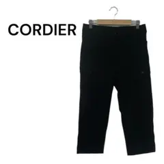 CORDIER 七分丈ストレッチパンツ 黒色 カーゴパンツ風 両サイドポケット付