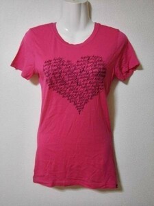 jjyk6-300 Hurley Tシャツ カットソー 半袖 濃ピンク ハート コットン S
