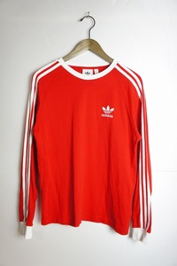 美品正規 adidas Originals アディダス オリジナルス Adiolor Classics 3-Stripes LS 長袖 Tシャツ カットソー HE9532 赤 S 本物 801N