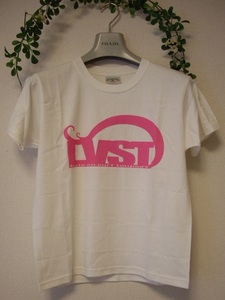 美品★la vie en surf toujoursプリント入り半袖Tシャツ★youth L★白×ピンク