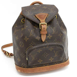 1円 ◎定価11万 美品 LOUIS VUITTON ルイヴィトン ミニリュック バックパック ミニモンスリ M51137 モノグラム ブラウン◎E.Ciuo.oR-07