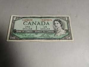 稀少古いカナタ旧紙幣1ドル札1枚 同梱可
