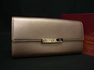 1円 ■新品■未使用■ Cartier カルティエ ラブコレクション レザー 二つ折り 長財布 ウォレット ライトブラン系×ゴールド系 FJ2820