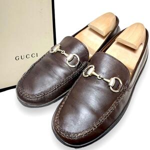 グッチ　GUCCI ホースビットローファー　ブラウン　レザー　40.5