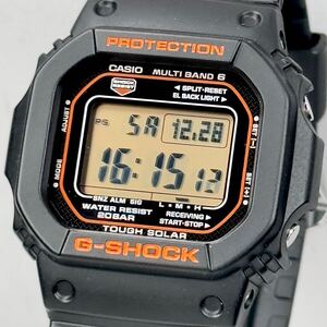 未使用 極美品 G-SHOCK GW-M5610R-1JF タフソーラー 電波受信 電波ソーラー マルチバンド6 スクウェア ブラック オレンジ オレンジ液晶