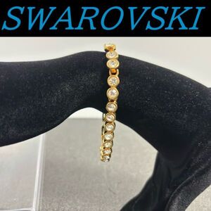 【美品】　スワロフスキー　ブレスレット　バングル　箱付き　SWAROVSKI　ゴールド　金色　送料無料 s21