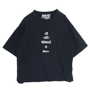 AVIREX アヴィレックス 23121TS-AVI × A4A CIRCLE LOGO SHORT SLEEVE T-SHIRT サークルロゴ 五分袖 Tシャツ ブラック系 M【中古】