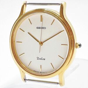 稼動品 SEIKO セイコー Dolce ドルチェ 9531-603C 年差クオーツ ラウンド 白文字盤 ゴールド系 メンズ 腕時計 UKTC