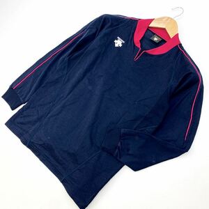 デサント ☆ DESCENTE バレー 長袖 シャツ ロングTシャツ スポーツウェア ネイビー × レッド S 練習着 トレーニング 快適素材♪■DG140