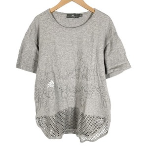 アディダス バイ ステラマッカートニー adidas by Stella McCartney Tシャツ 半袖 刺繍 メッシュ ライトグレー 2XOT レディース