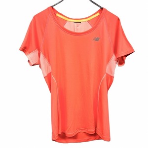 ニューバランス NB ICE NEW BALANCE 薄手 スポーツシャツ Tシャツ 背中と脇がメッシュ ラグラン 半袖 サーモンピンク レディース