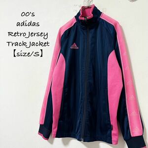 00s★adidas/アディダス★レトロジャージ/トラックジャケット★ネイビー/紺×ピンク★S