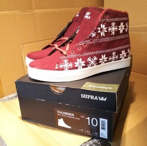 SUPRA スープラ ブーツ THUNDER RED WOOL SNOWFLAKE レッド 28.0cm※未試着品/未使用品/商品タグ付き/入手困難/稀少品/踵部に弱冠隙間