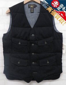 8T6140/未使用品 RRL ANCHOR CROWN DOWN VEST ウールツイルダウンベスト