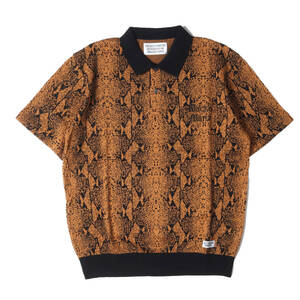 WACKO MARIA ワコマリア ポロシャツ サイズ:M 23SS パイソン柄 ジャガード ニット ポロシャツ PYTHON KNIT JACQUARD POLO SHIRT オレンジ