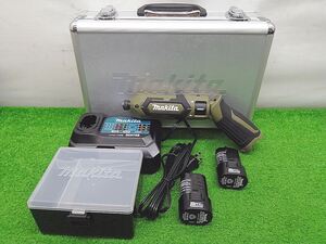 中古品 makita マキタ 7.2V 充電式 ペン インパクトドライバ 1.5Ahバッテリ×2付 オリーブ TD022DSHXO