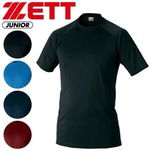 765　ZETT ゼット　ハイブリッドアンダーシャツ JR用ローネック半袖　黒130