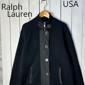 USA古着 LRL Ralph Lauren ジップニットブルゾン L 黒 コットン ラルフローレン オールド アメリカ古着 ライダース 秋冬春 セーター ●134