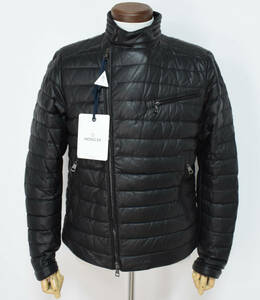 極美品 国内品 MONCLER LORIENT モンクレール レザー ライダース ダウンジャケット 黒 2